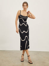 Midikleid mit gewelltem Print und Trägern